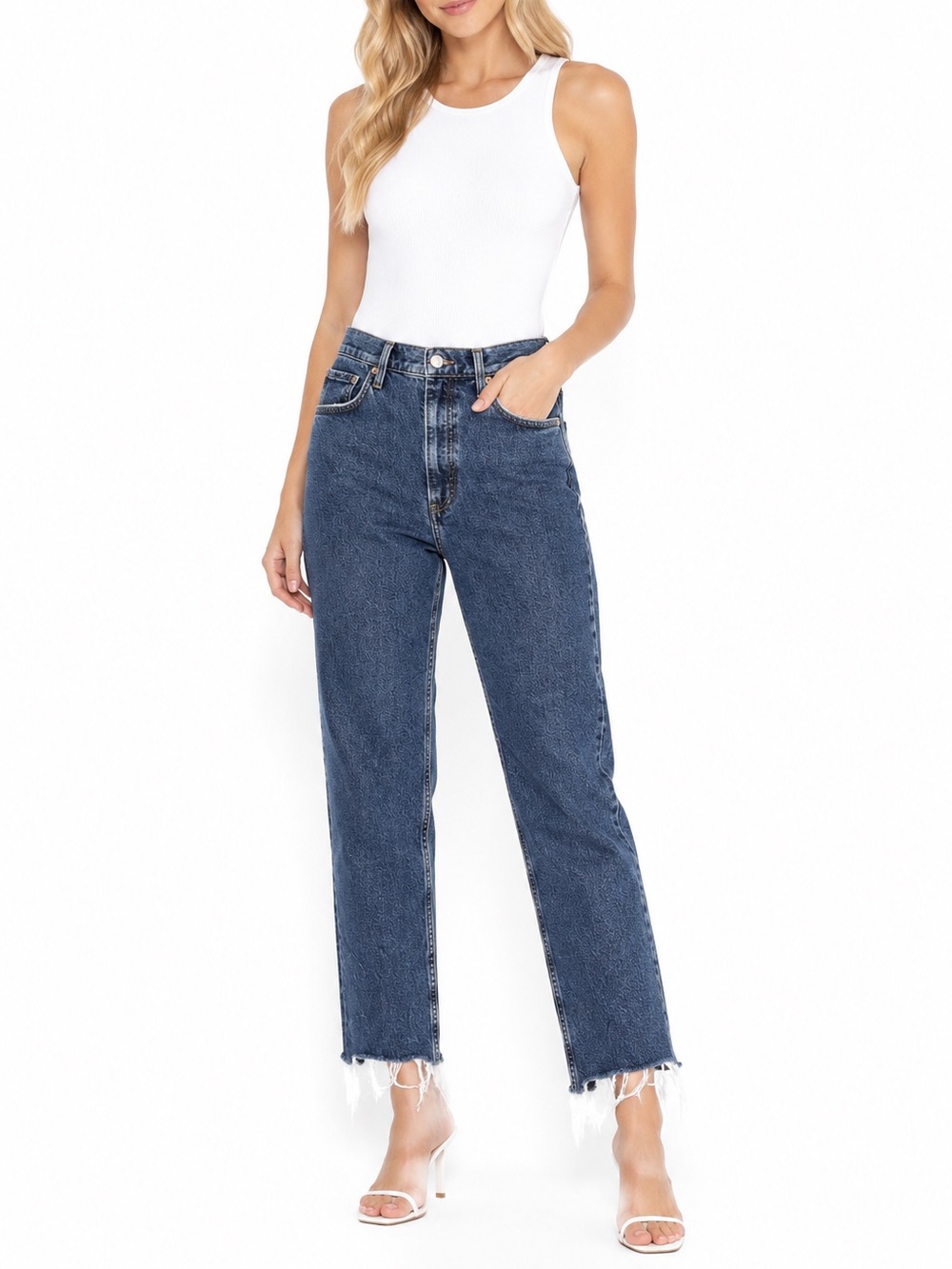 Agolde Size 28 Riley Crop High-Rise Straight Leg Dark Blue Women's Jeans